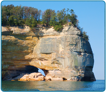The Grand Portal is a well known point of interest found within the Pictured Rocks National Lakeshore.